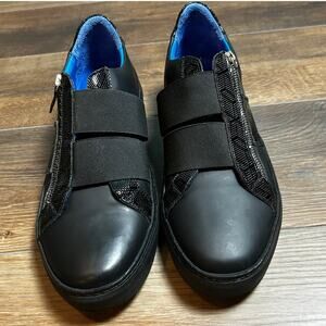 MACEOO Paris Black with Patent Trim Mens Leather Low Top Sneakers Size 11